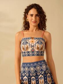 CAJUNI Top tipo camiseta sin mangas corto con nudo delantero, estampado de tortuga bohemia, leopardo, árbol de coco y sol, para mujer, casual, para playa y vacaciones de verano