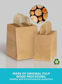 SHEIN Set de 5 o 20 bolsas de papel kraft con asas, bolsas de regalo de unicolor minimalista en forma de rectángulo, bolsas de transporte, adecuadas para fiestas, compras, Navidad