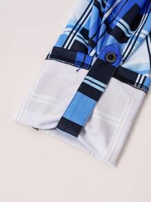 EMERY ROSE 女士春夏格子印花露肩系带长袖休闲T恤，春季女式上衣 - 藍色 - 查看 4