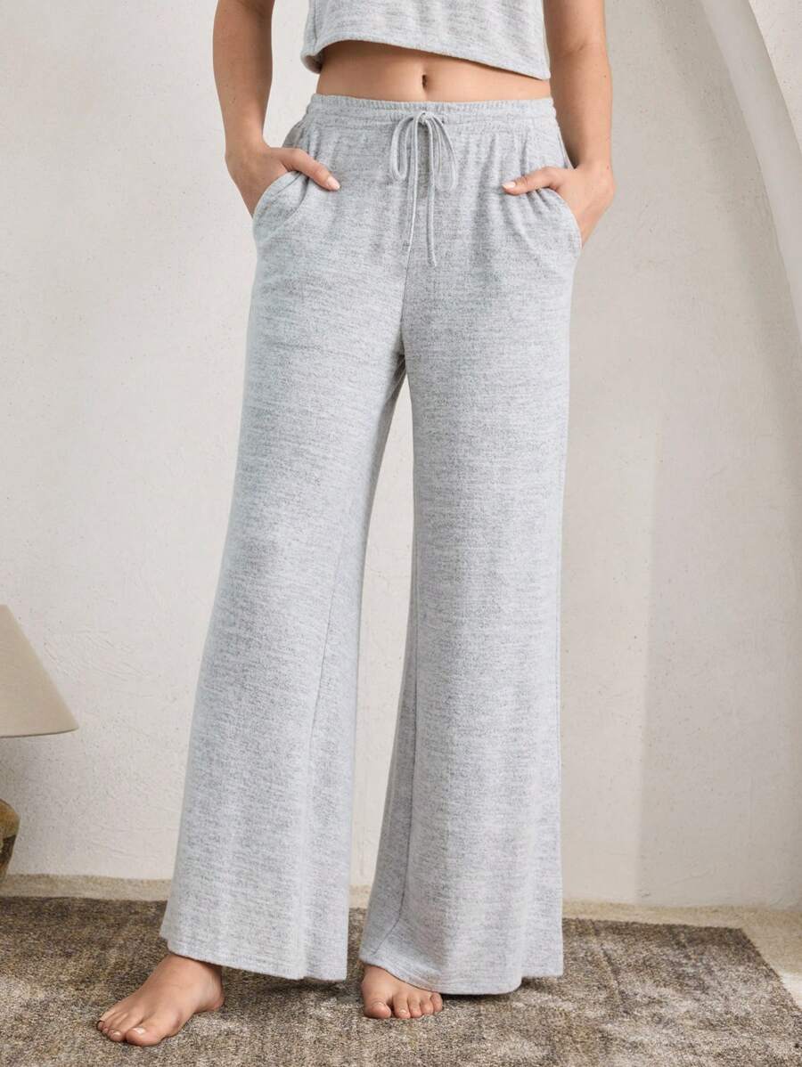 Ocili Leisure Soft & Comfortable Fleece Tie-Up Loose Pants, Women's Loungewear Bottom - Grey - View 1
