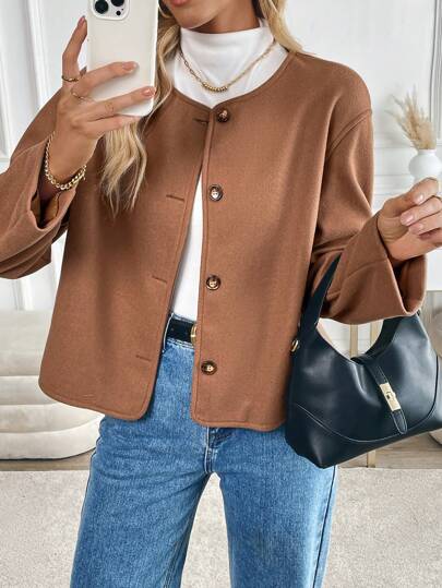 INAWLY 休闲纯色大衣，秋冬