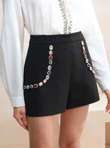Anewsta Shorts regulares de cintura media de unicolor casual para mujer, primavera