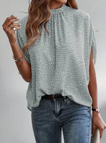 SHEIN Clasi 女士 3/4 袖衬衫，简约休闲，适合日常穿着 - 薄荷綠 - 查看 4