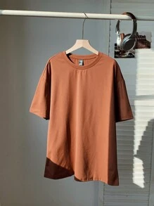 Comfortcana Áo thun nữ màu trơn Giải trí - màu nâu - Xem 5