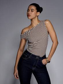 MISSGUIDED Stripe Texture Bodysuit - Multicolor - View 1