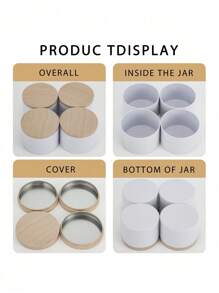 12 pezzi Barattoli di candele da 8/4 once con coperchi in metallo effetto legno - perfetti per realizzare candele fai-da-te, artigianato, stoccaggio, regali, San Valentino, matrimonio di San Valentino, compleanno, Pasqua, articoli per matrimoni, bomboniere, forniture per feste, decorazioni