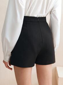 Anewsta Shorts regulares de cintura media de unicolor casual para mujer, primavera