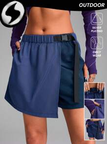 Innovista Váy thể thao đa năng xẻ tà dành cho nữ, tích hợp quần short bên trong, quần short tập luyện thể thao có khóa kéo, nhiều túi, đường xẻ tà điều chỉnh được, quần tập gym, bộ đồ tập thể dục tiện dụng, nhẹ, có thể chuyển đổi, trang phục thể thao mùa thu, quần áo thể thao thường ngày, từ văn phòng đến phòng tập, tập luyện HIIT, thoải mái vận động, hoạt động ngoài trời, cardio, bóng vợt, pickleball, golf, crossFit, health, TT, viral, IG Reel, festival, thiết kế sọc, phong cách tiện dụng. - Màu xanh hải quân - Xem 6