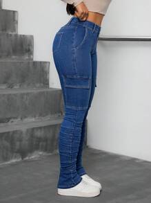 SHEIN ICON 女式休闲紧身破洞弹力牛仔裤