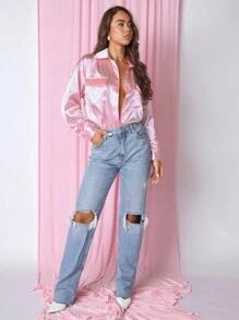 COSMINA 情人节粉色欧根纱女式衬衫 - 粉色 - 查看 3