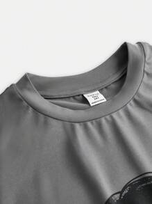 Girlism Teen Girls Solid Color Portrait Cartoon Graphic Sweatshirt Top And Flared Heart Print Casual Pants 2 Pieces Outfit Set - Black - View 6