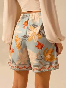 CAJUNI 女式波西米亚风热带花卉印花休闲短裤，适合夏季穿着