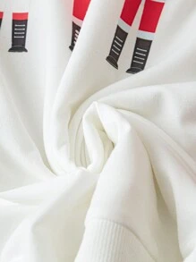 SHEIN Unity 女士休闲圆领亮片印花长袖套头卫衣秋季卫衣 - 白色 - 查看 3