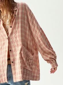 Bohemela Plaid Pattern Holiday Casual Blouse For Women - Multicolor - View 5