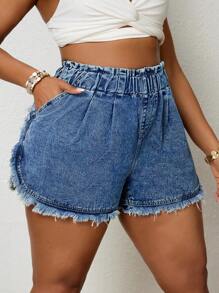 SHEIN SXY 破洞大码美式街头风格牛仔短裤
