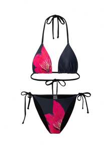 Swim Vcay Summer 3pcs/Set Women's Floral Print Bikini For Beach Vacation