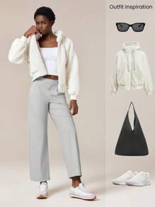 GLOWMODE Boss Moves Adjustable Drawstring Wide-Leg Work Pants With Side Pockets Daily Casual - Grey - View 5