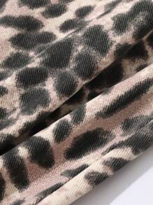 DAZY 女士时尚豹纹直筒牛仔裤 - 卡其色 - 查看 8