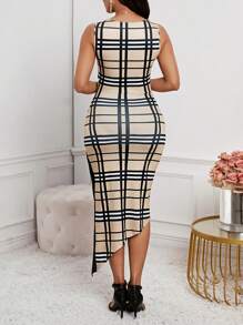 SHEIN Lady Vestido azul marino de manga larga de 4 estaciones, vestido de encaje, vestido corto para mujer de corte entallado con volantes