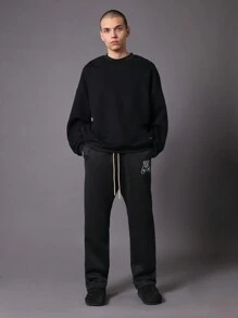 SUMWON 男女款抽绳运动慢跑运动裤舒适羊毛休闲运动服冬季休闲健身房居家健身运动裤