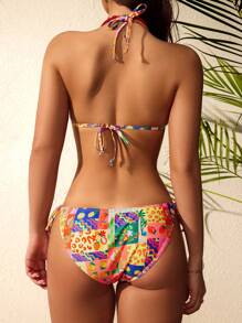 SHEIN Bộ Bikini In Nhiều Màu Sắc Cho Nữ Đi Nghỉ Mát Và Đi Biển Mùa Hè - Nhiều màu - Xem 2