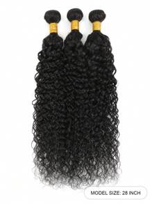 3 Bündel Wasser-Wellen-Haar mit 13x4 transparentem Spitzenvorderteil-Verschluss, freier Scheitel-Spitze mit Babyhärchen, vorausgerupfte Haarlinie, Echthaar-Verschluss in natürlicher Schwarzfarbe - SNatural - Übersicht 2