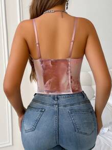 Breezaya Vintage Print Street Style Front Button Fitted Camisole