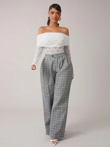 SHEIN SXY Quần áo mùa thu cho phụ nữ; Quần áo công sở cho phụ nữ; Quần áo đi làm thường ngày/công sở/phong cách cũ/thời trang đi chơi/quần ống đứng vải len ấm áp mùa thu đông/quần mùa đông cho phụ nữ; Quần âu ống rộng rộng rãi mặc đi làm hàng ngày - Xám - Xem 5