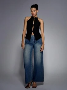 MISSGUIDED Áo ghi lê khoét nơ phía trước - màu đen - Xem 6