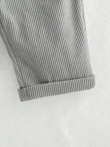 Cozy Pixies Baby Boy Decorative Button Elastic Waist Casual Pants - Grey - View 3