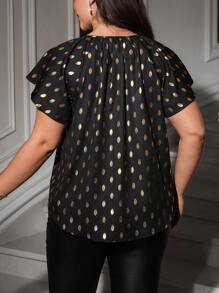 SHEIN Clasi بلوزة كاجوال قصيرة الأكمام مقاسات كبيرة، موضة بسيطة للارتداء اليومي في الصيف - متعدد الألوان - مشاهدة 2