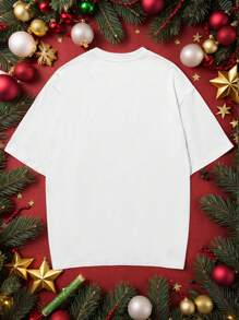 Manfinity Homme Plus Size Men's Casual New Year Slogan Print Short Sleeve T-Shirt