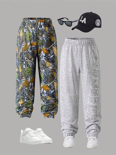 SHEIN Explorewe Young Boy Elastic Waist Straight Leg Casual Pants, Everyday Leisure