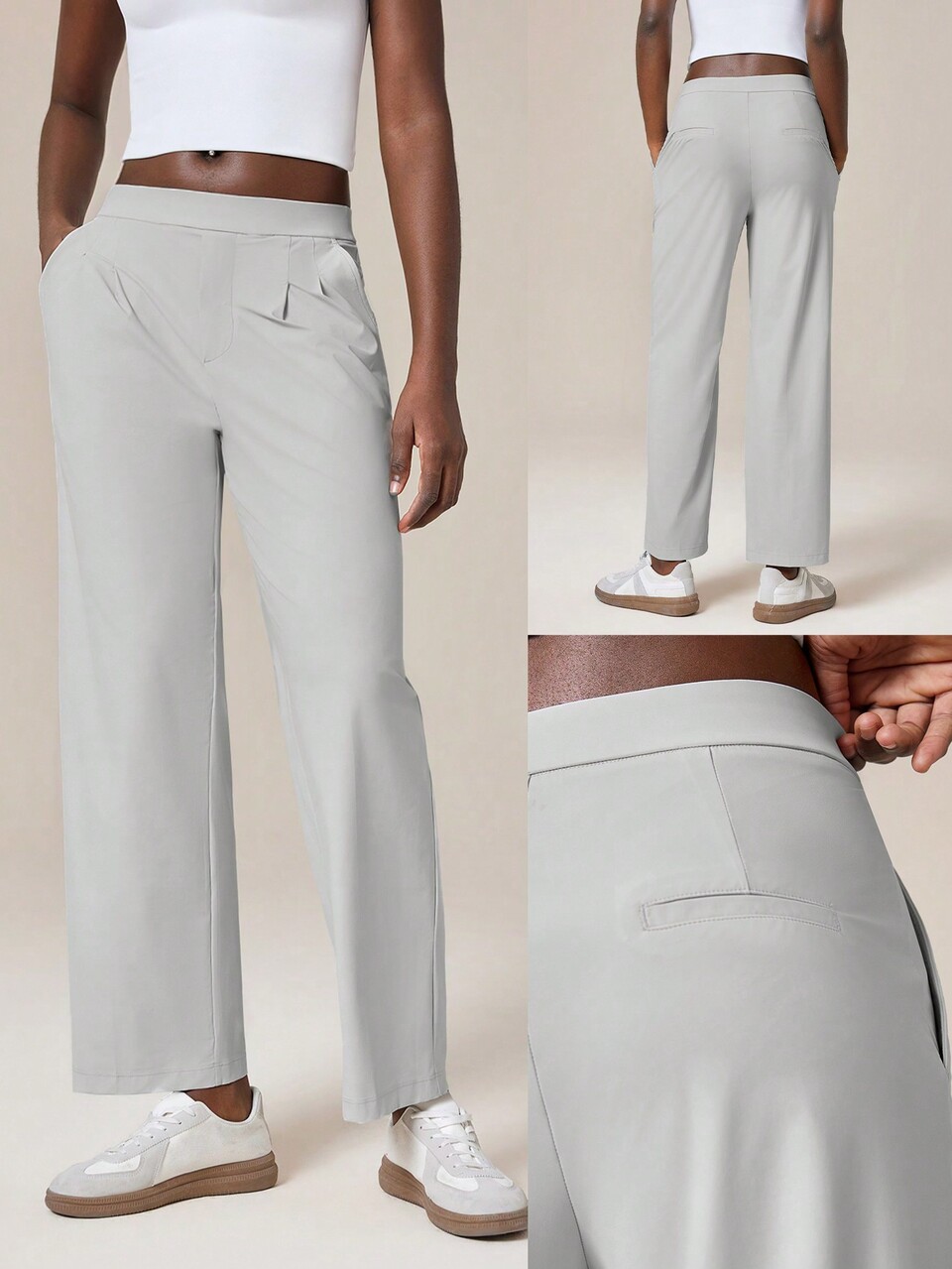 Boss Moves Adjustable Drawstring Wide-Leg Work Pants With Side Pockets Daily Casual