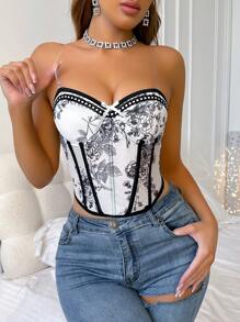 Chiquease Digital Floral Print Mesh Panel Women Top - Multicolor - View 5