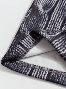 Manfinity VCAY 2pcs Men's Knit Casual Elastic Waist Straight Leg Pants Set, Young Loose Comfortable Suit