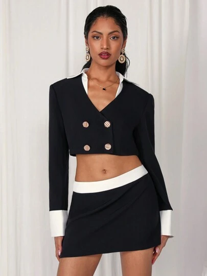 COSMINA 女士纯色长袖休闲西装外套，简约日常穿着