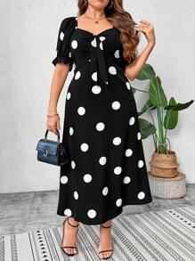 SHEIN Clasi Vestido de verano casual estampado de tejido para mujer talla grande