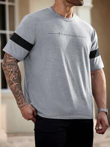 Manfinity Homme Men's Plus Size T-Shirt, Solid Color Minimalist Casual Everyday Wear - Dark Grey - View 1