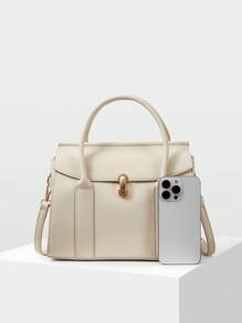 MOTF PREMIUM BOLSO DE MANO MINIMALISTA Y DE MODA PARA IR AL TRABAJO PARA MUJERES - Beis - Ver 4