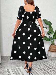 SHEIN Clasi Vestido de verano casual estampado de tejido para mujer talla grande