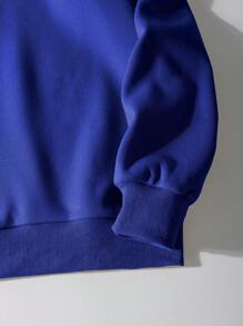 INAWLY Plus Size Heart & Letter Print Sweatshirt And Sweatpants Set - Blue - View 5