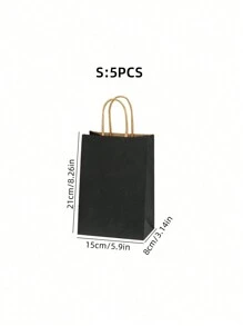 SHEIN Set de 5 o 20 bolsas de papel kraft con asas, bolsas de regalo de unicolor minimalista en forma de rectángulo, bolsas de transporte, adecuadas para fiestas, compras, Navidad