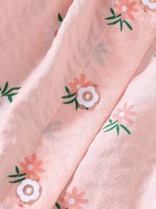 SHEIN 1pc Baby Girl Casual Floral Digital Print Cap Sleeve Blouse, Cute & Suitable For Outdoor Wear - Multicolor - View 4