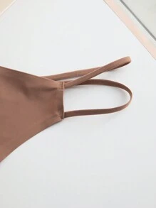 Women's Lingerie Set (Seamless Bra & Thong) - Coffee Brown - View 8