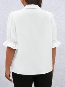 SHEIN LUNE Plus Size Women Heart Print Casual Loose Blouse, Versatile For Spring And Summer