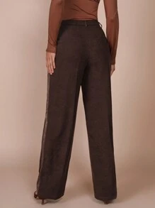 COSMINA Calça Reta de Perna Regular em Estilo Patchwork