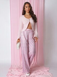 COSMINA 女士格纹松紧腰休闲裤，适合日常穿着 - 彩色 - 查看 6
