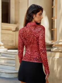 Forever 21 Bluză de damă la modă cu imprimeu leopard, toamnă