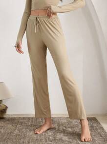 Ocili Leisure SOFT LOUNGE SLEEP Pants SOLID COLOR SIMPLE FASHIONABLE DAILY - Green - View 5